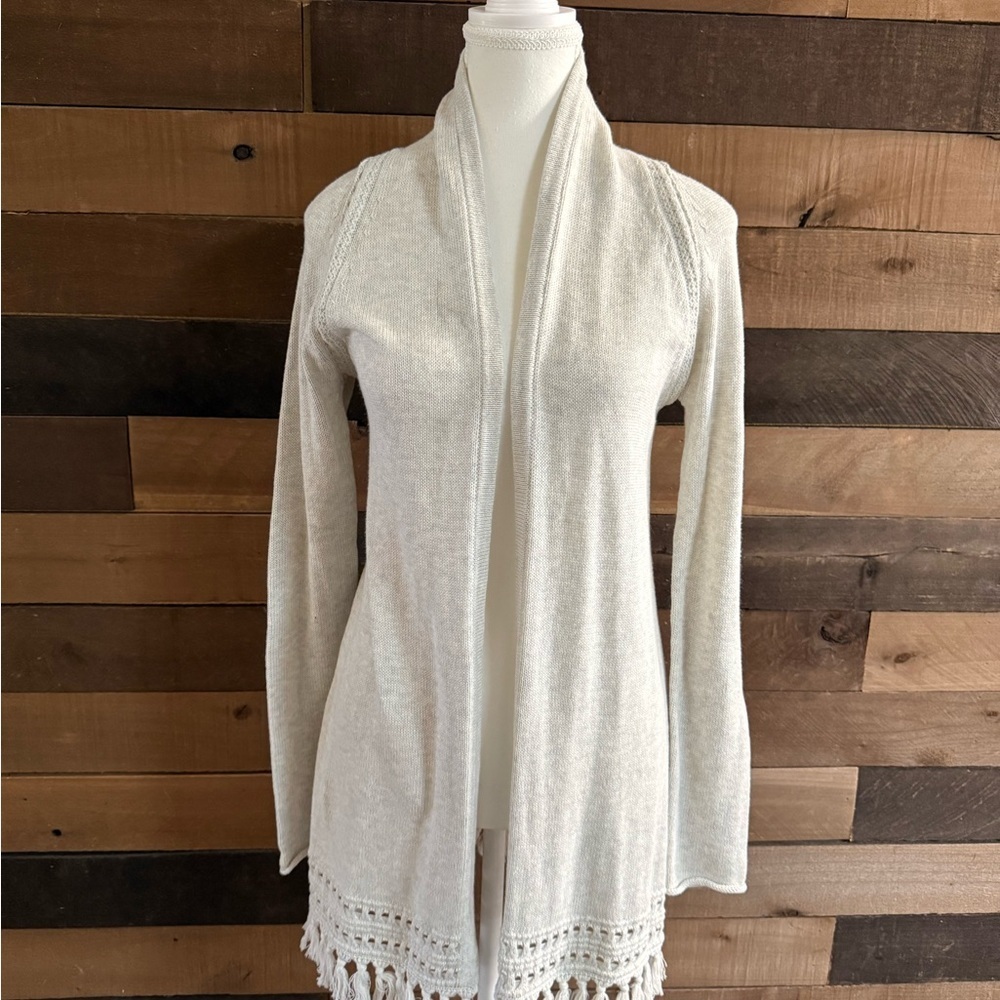 Lily Pulitzer Elegant Cream Open-Front Sweater